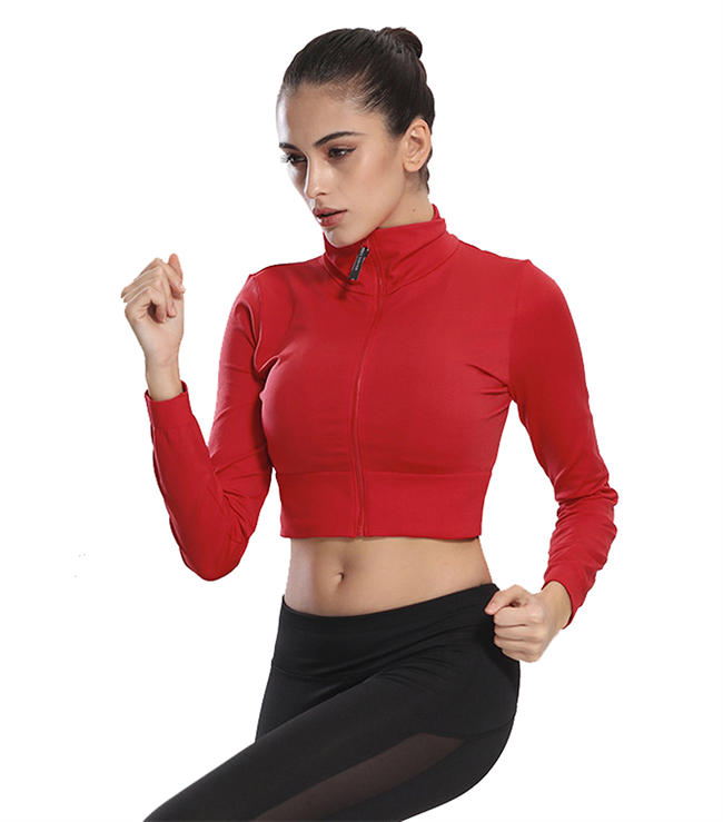 Women Sexy Fitness Active Sports Workout Zip Up Long Sleeve Sweetshirt Athletic Yoga Crop Top Jacket