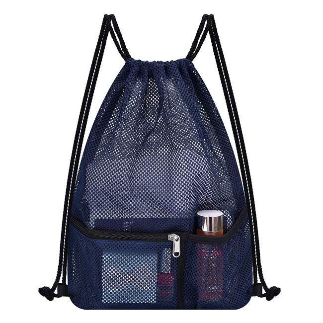 Heavy Duty Mesh Drawstring Bag, Sport Equipment Storage Bag for Beach, Swimming 